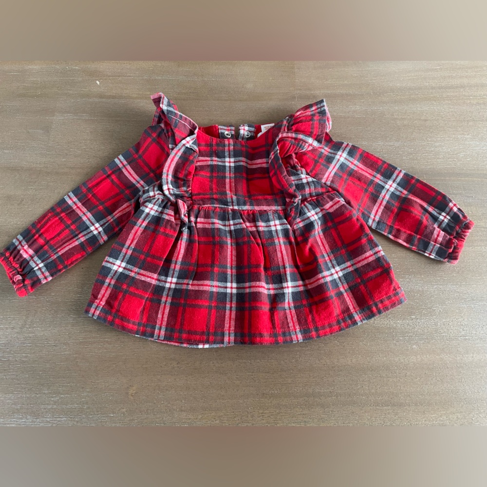 🎀  5 for $30 Cat & Jack Red Plaid Baby Top 6-9M